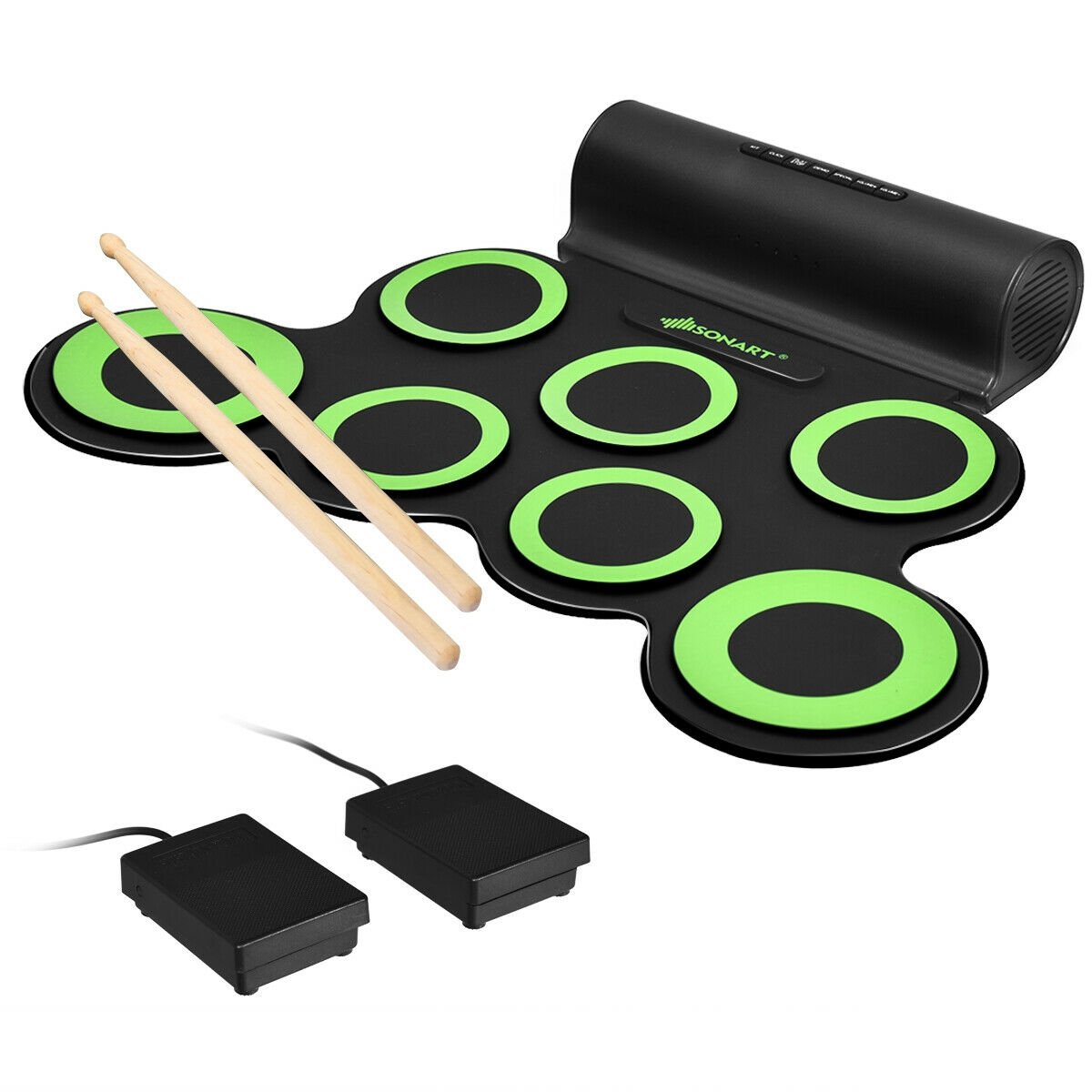 Set 7 Kit Electronic Roll Up Pads MIDI Drum , Green Drums & Percussion   at Gallery Canada