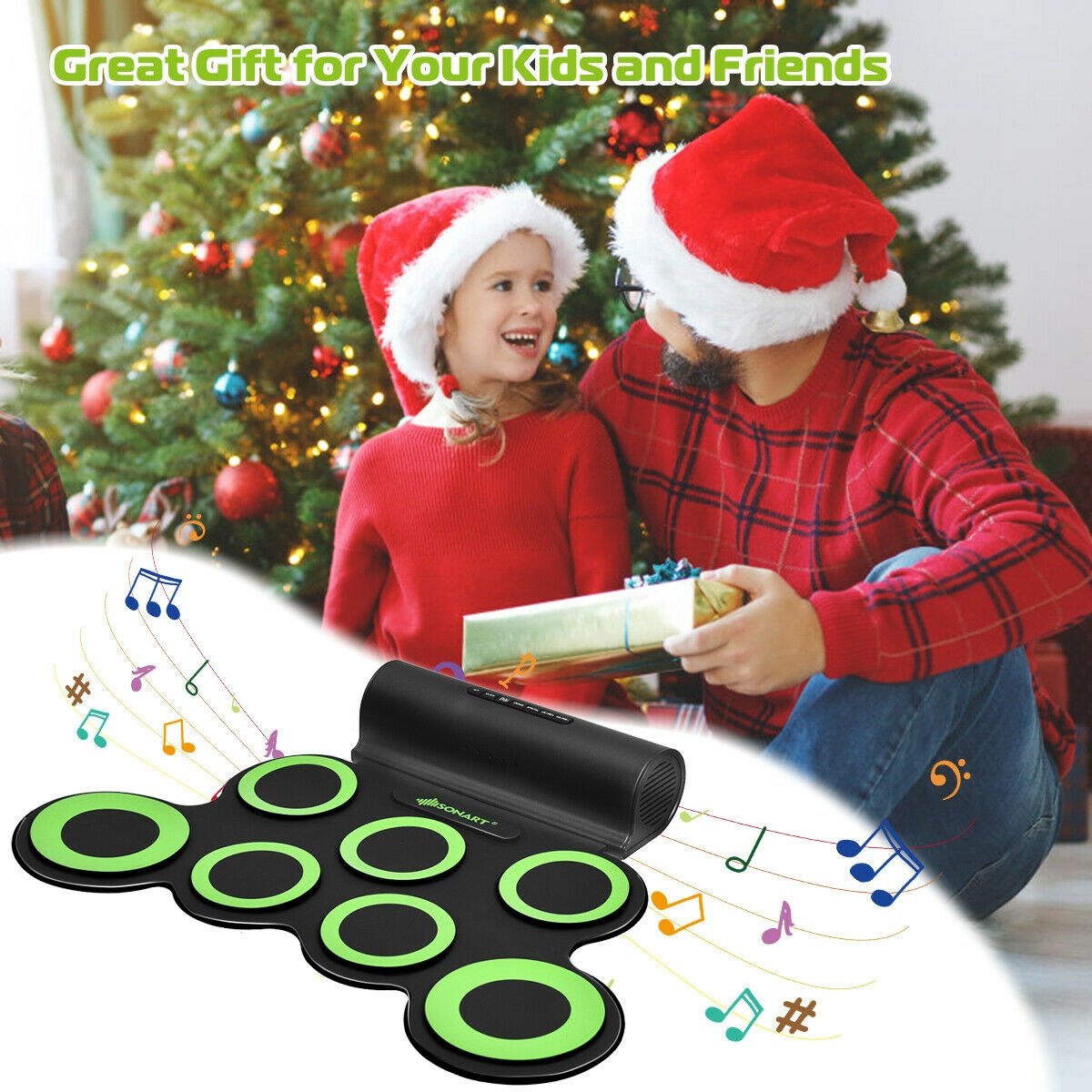 Set 7 Kit Electronic Roll Up Pads MIDI Drum , Green Drums & Percussion   at Gallery Canada