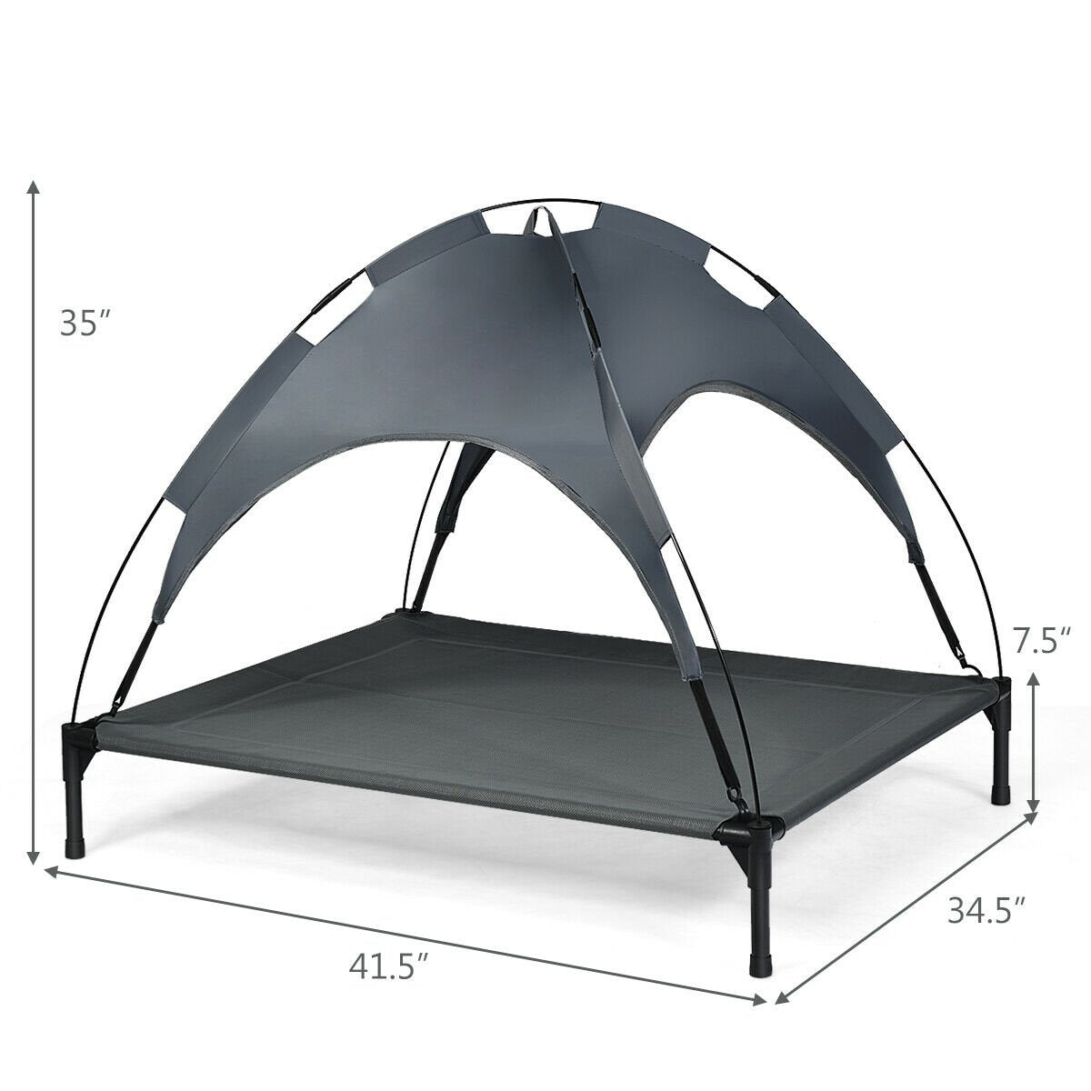 Portable Elevated Outdoor Pet Bed with Removable Canopy Shade-42 Inch, Dark Gray Dog Supplies   at Gallery Canada