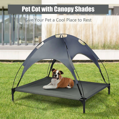 Portable Elevated Outdoor Pet Bed with Removable Canopy Shade-42 Inch, Dark Gray Dog Supplies   at Gallery Canada