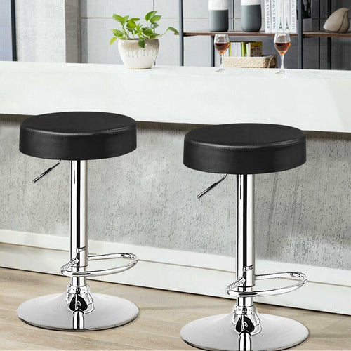 Set of 2 Adjustable Swivel Round Bar Stool  Pub Chairs, Black