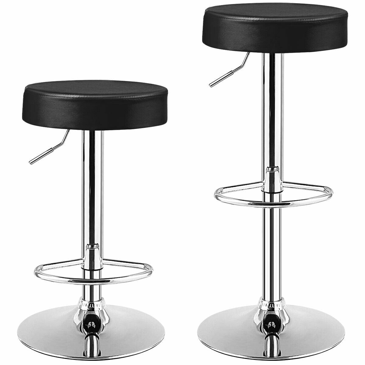 Set of 2 Adjustable Swivel Round Bar Stool  Pub Chairs, Black Bar Stools   at Gallery Canada