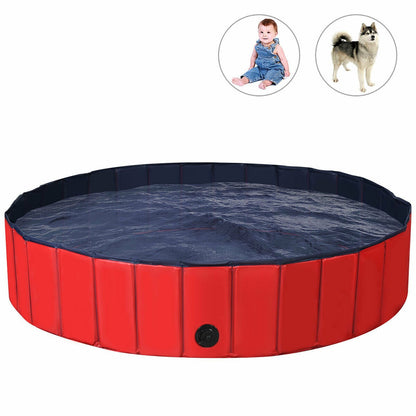 63 Inch Foldable Leakproof Dog Pet Pool Bathing Tub Kiddie Pool for Dogs Cats and Kids, Red Dog Supplies Red  at Gallery Canada