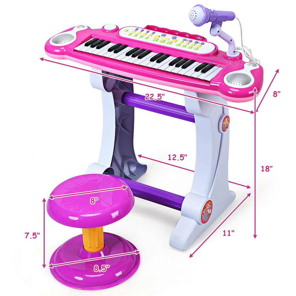 37 Key Electronic Keyboard Kids Toy Piano, Pink Pianos & Keyboards   at Gallery Canada