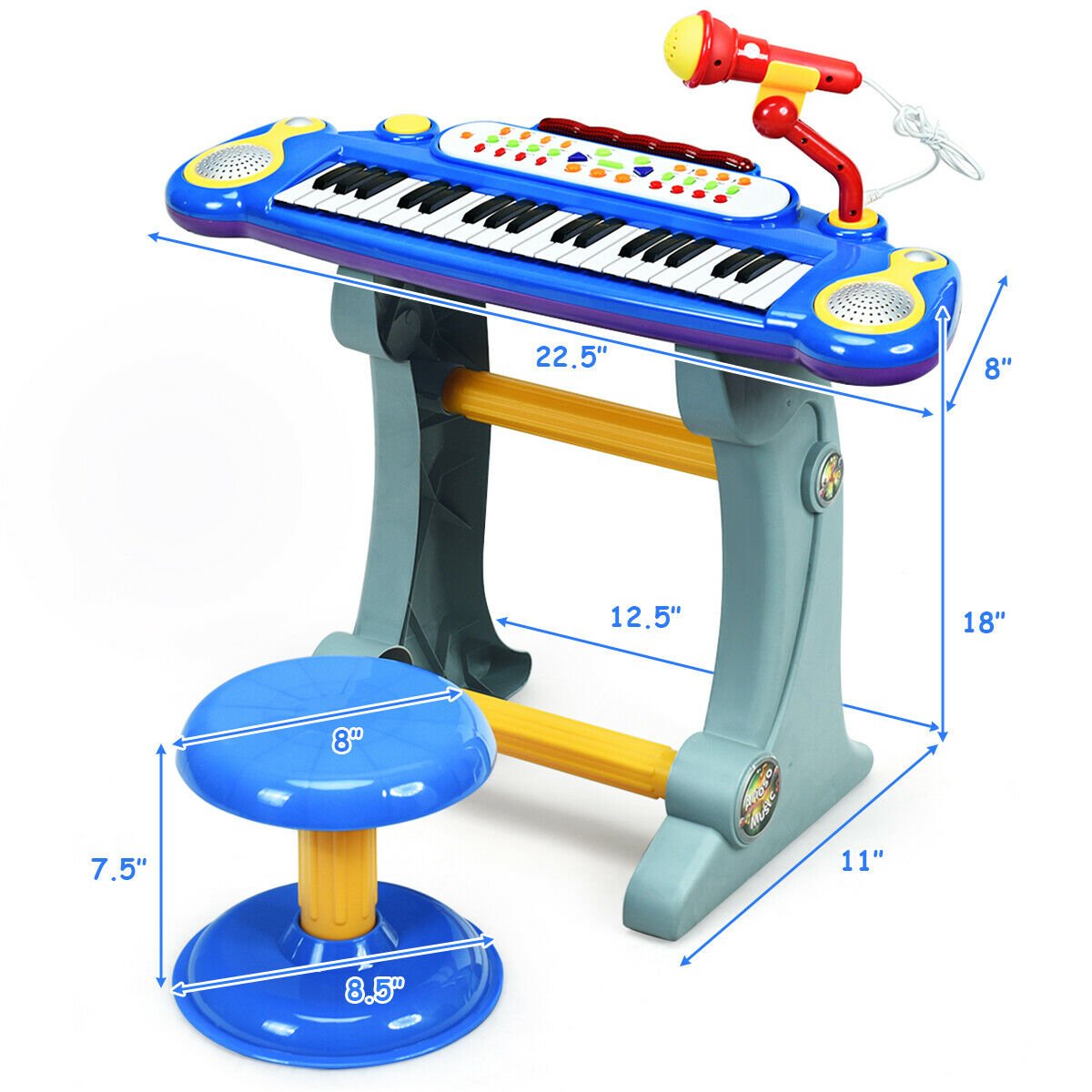 37 Key Electronic Keyboard Kids Toy Piano, Blue Pianos & Keyboards   at Gallery Canada