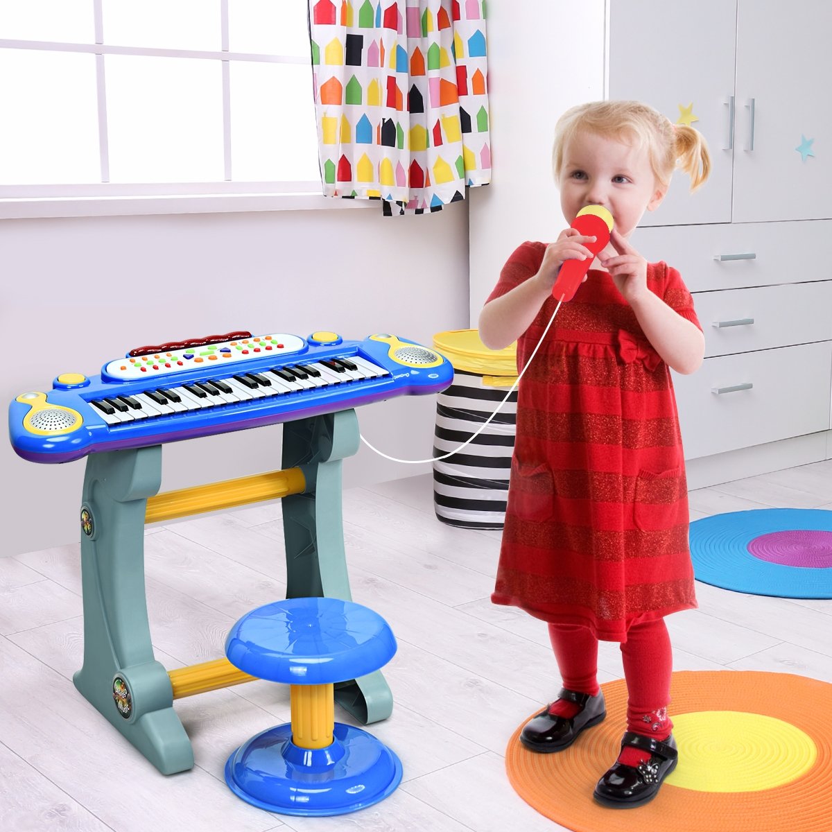 37 Key Electronic Keyboard Kids Toy Piano, Blue Pianos & Keyboards   at Gallery Canada