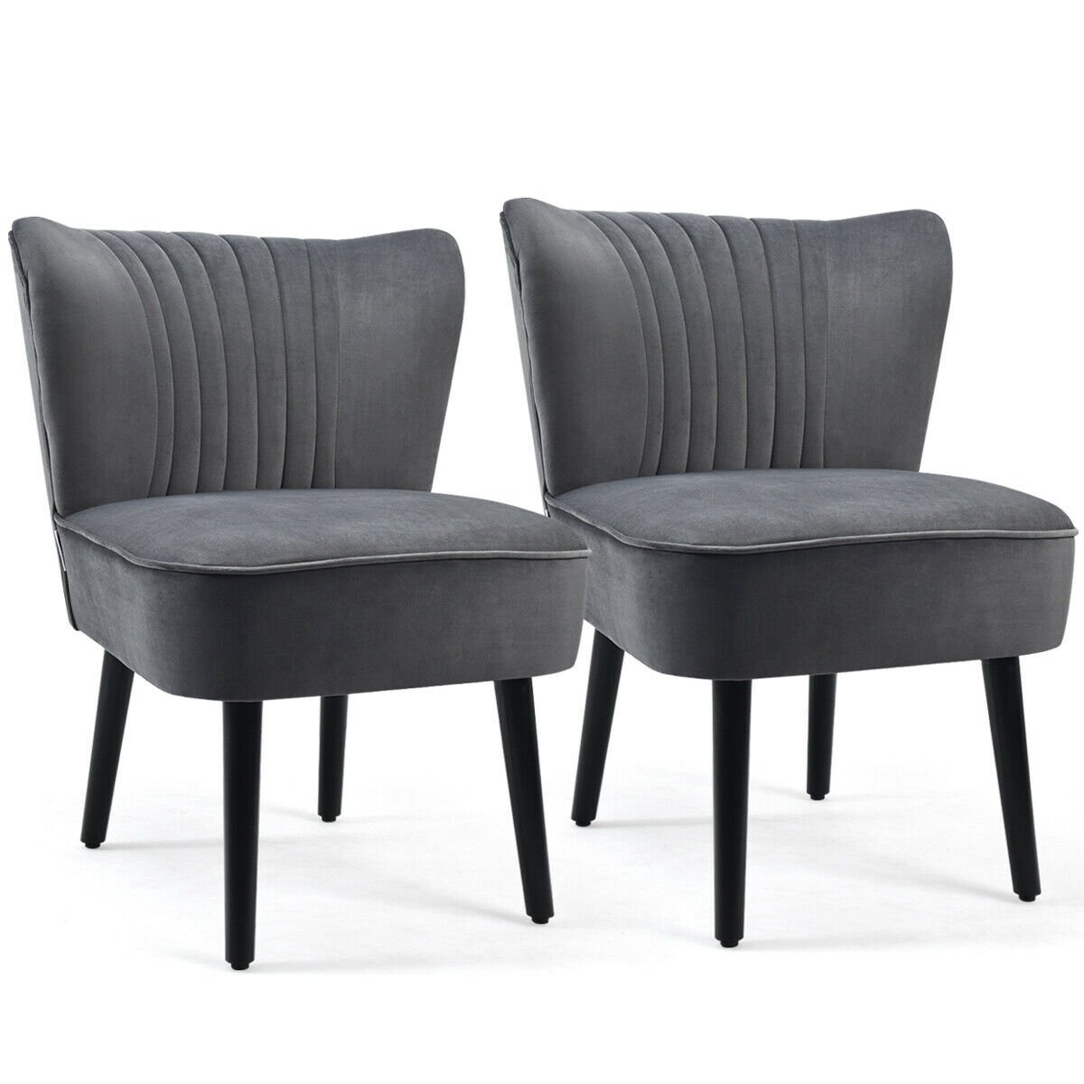 Set of 2 Armless Upholstered Leisure Accent Chair, Gray Accent Chairs   at Gallery Canada