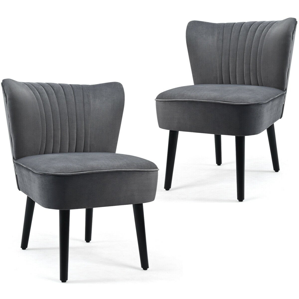 Set of 2 Armless Upholstered Leisure Accent Chair, Gray Accent Chairs   at Gallery Canada