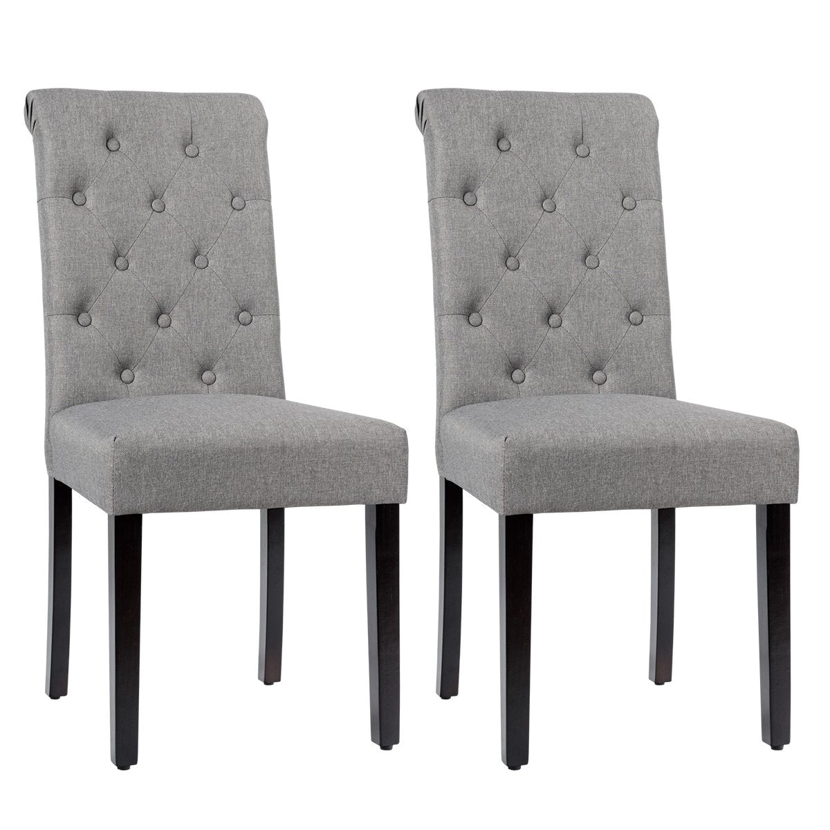 Set of 2 Tufted Dining Chair, Gray Dining Chairs   at Gallery Canada