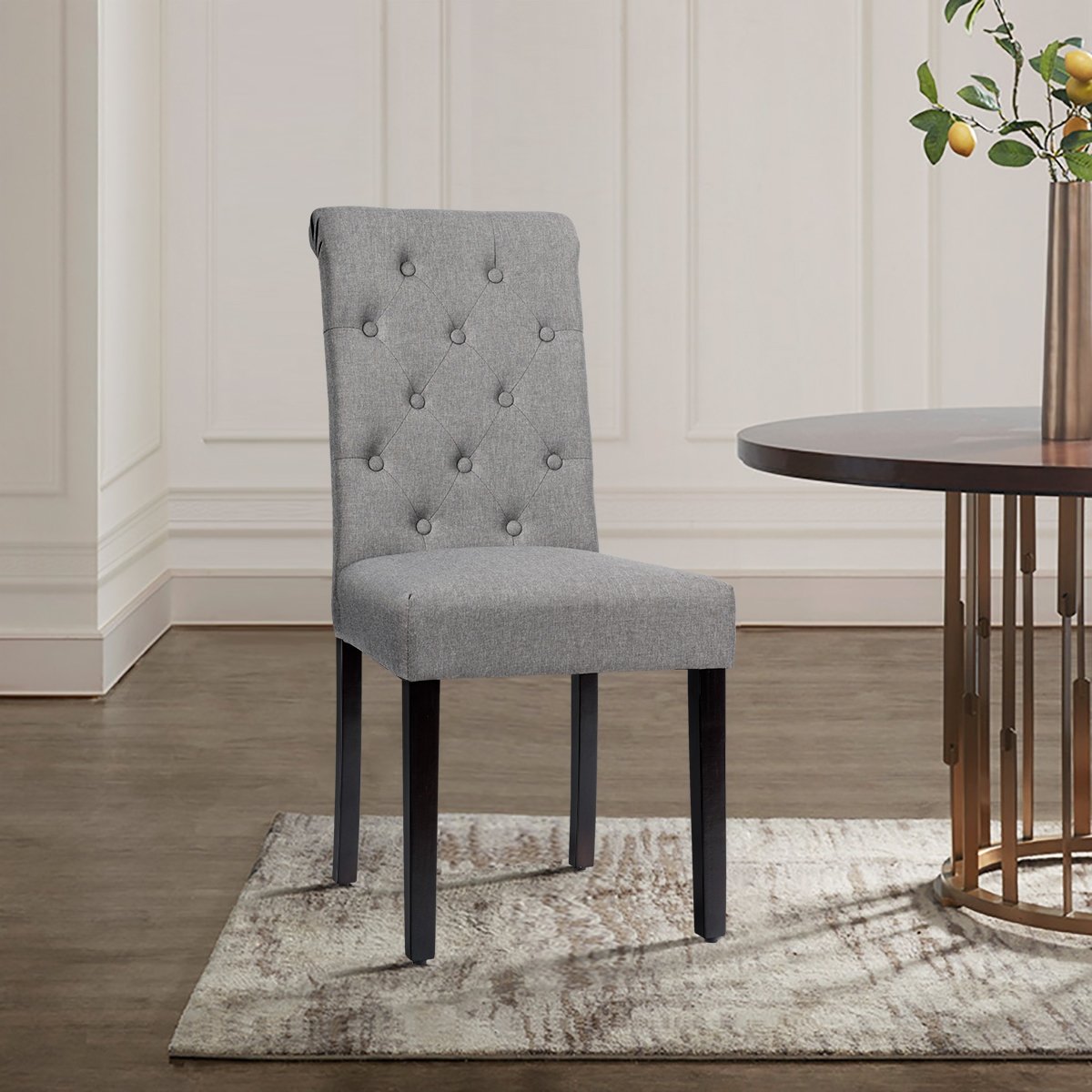 Set of 2 Tufted Dining Chair, Gray - Gallery Canada