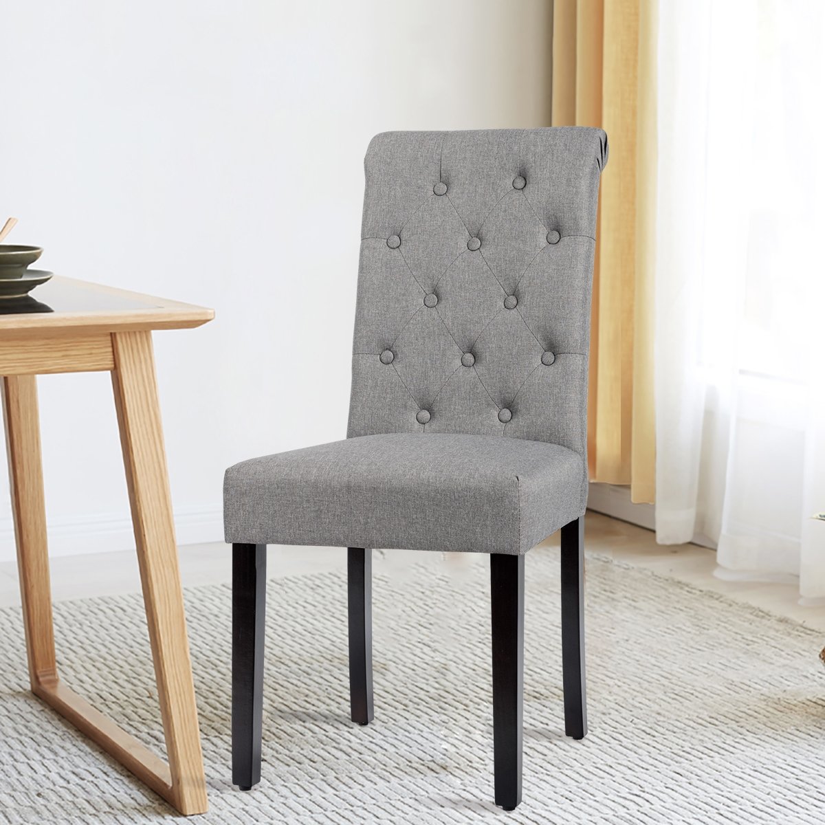 Set of 2 Tufted Dining Chair, Gray Dining Chairs   at Gallery Canada