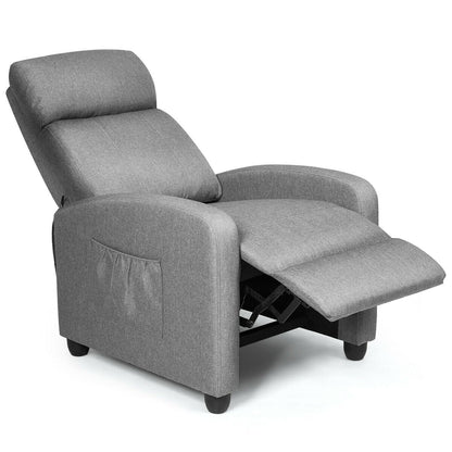 Recliner Sofa Wingback Chair with Massage Function, Gray - Gallery Canada