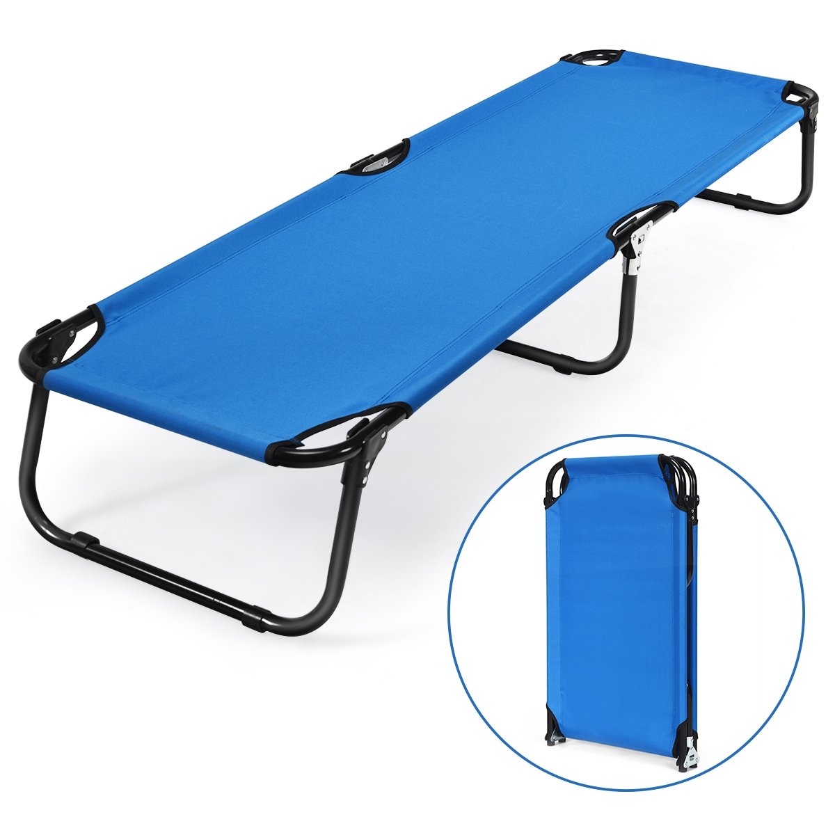 Outdoor Folding Camping Bed for Sleeping Hiking Travel, Blue Camping Furniture   at Gallery Canada