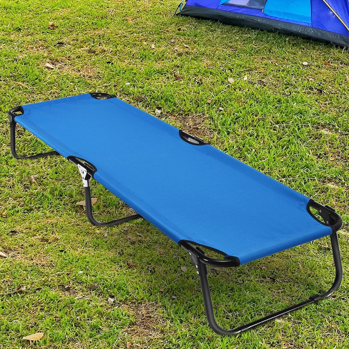 Outdoor Folding Camping Bed for Sleeping Hiking Travel, Blue Camping Furniture   at Gallery Canada