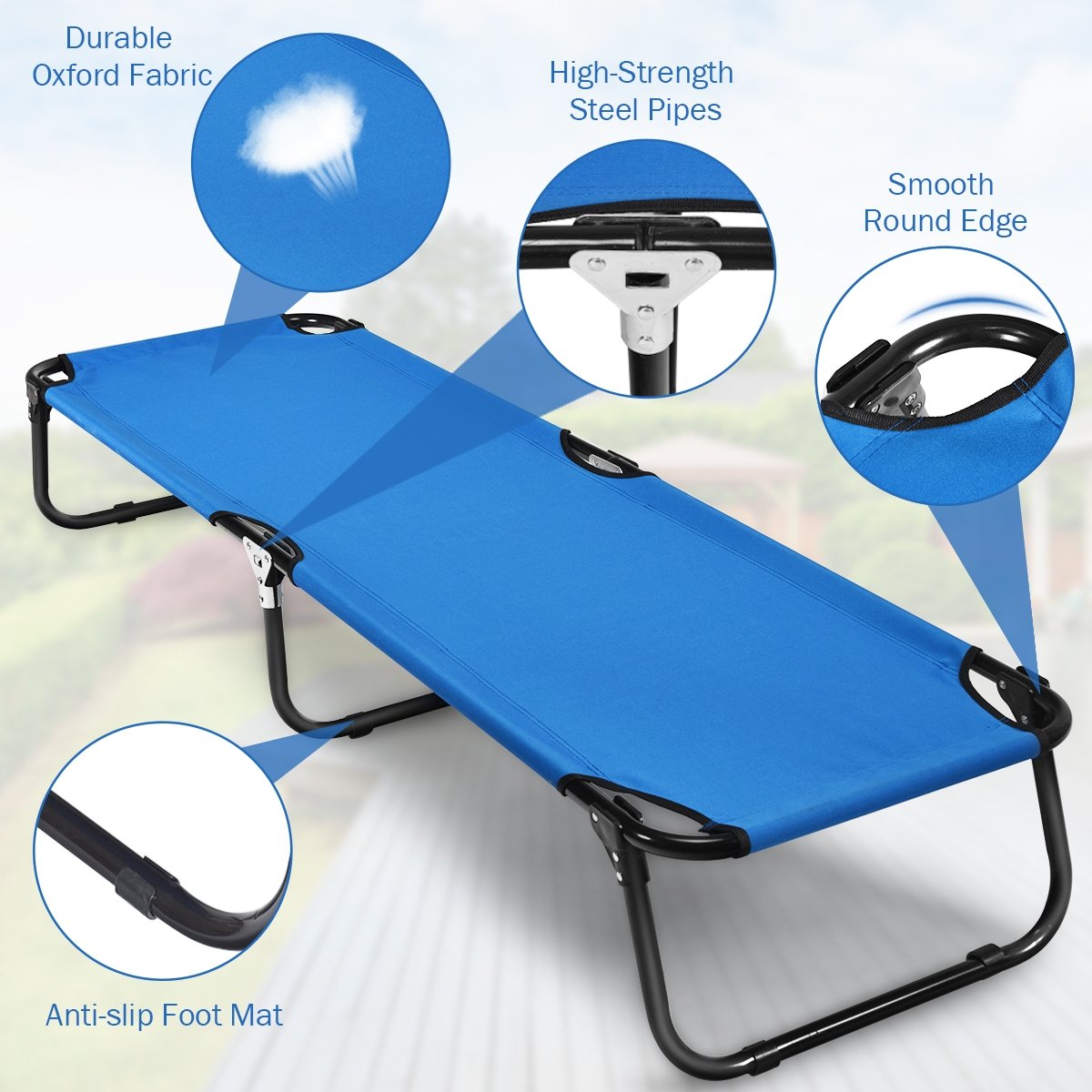 Outdoor Folding Camping Bed for Sleeping Hiking Travel, Blue Camping Furniture   at Gallery Canada