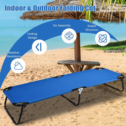 Outdoor Folding Camping Bed for Sleeping Hiking Travel, Blue Camping Furniture   at Gallery Canada