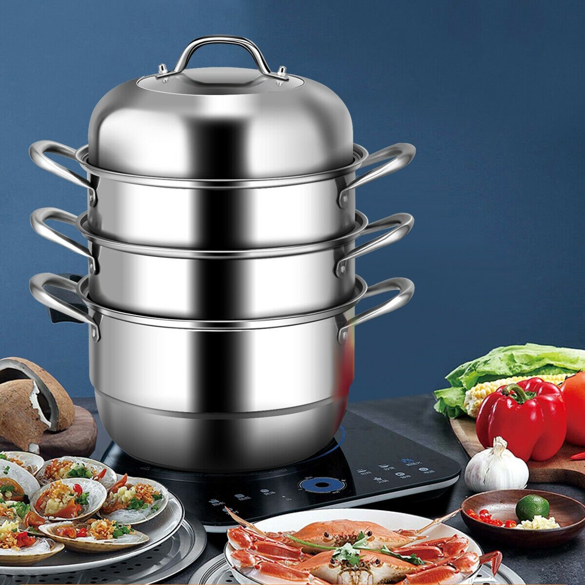 3 Tier Stainless Steel Cookware Pot Saucepot Steamer, Silver Cookware & Bakeware   at Gallery Canada