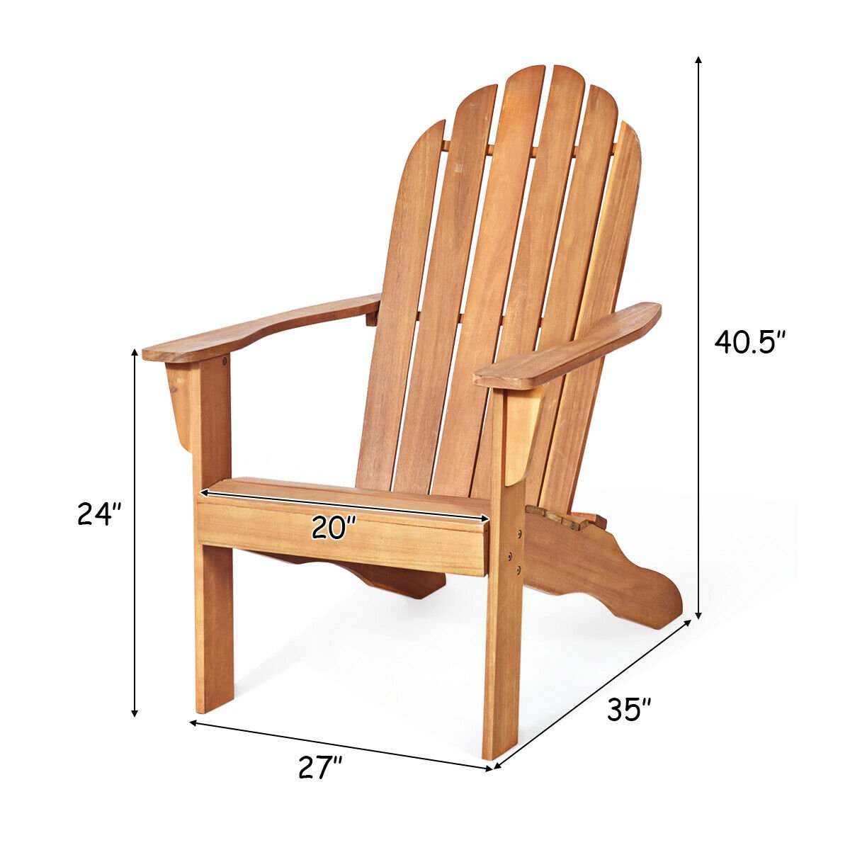 Acacia Wood Outdoor Adirondack Chair with Ergonomic Design, Natural Adirondack Chairs   at Gallery Canada