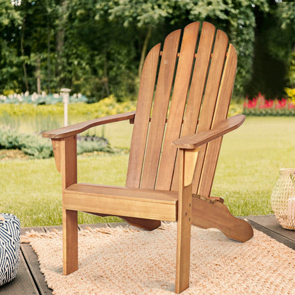 Acacia Wood Outdoor Adirondack Chair with Ergonomic Design, Natural Adirondack Chairs   at Gallery Canada