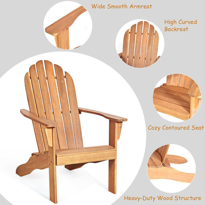 Acacia Wood Outdoor Adirondack Chair with Ergonomic Design, Natural Adirondack Chairs   at Gallery Canada