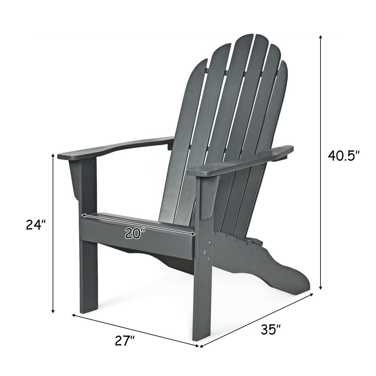 Acacia Wood Outdoor Adirondack Chair with Ergonomic Design, Gray Adirondack Chairs   at Gallery Canada