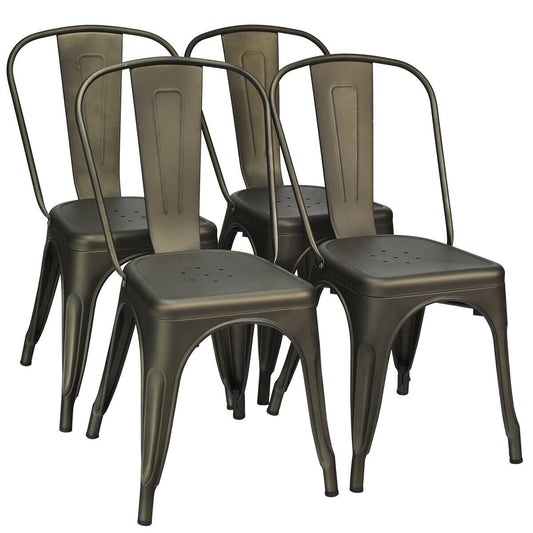 4 Pcs Modern Bar Stools with Removable Back and Rubber Feet, Dark Brown - Gallery Canada