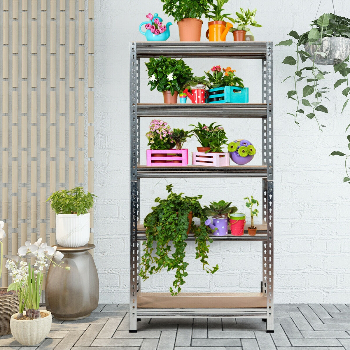 5-Tier Steel Shelving Unit Storage Shelves Heavy Duty Storage Rack, Silver Garages at Gallery Canada