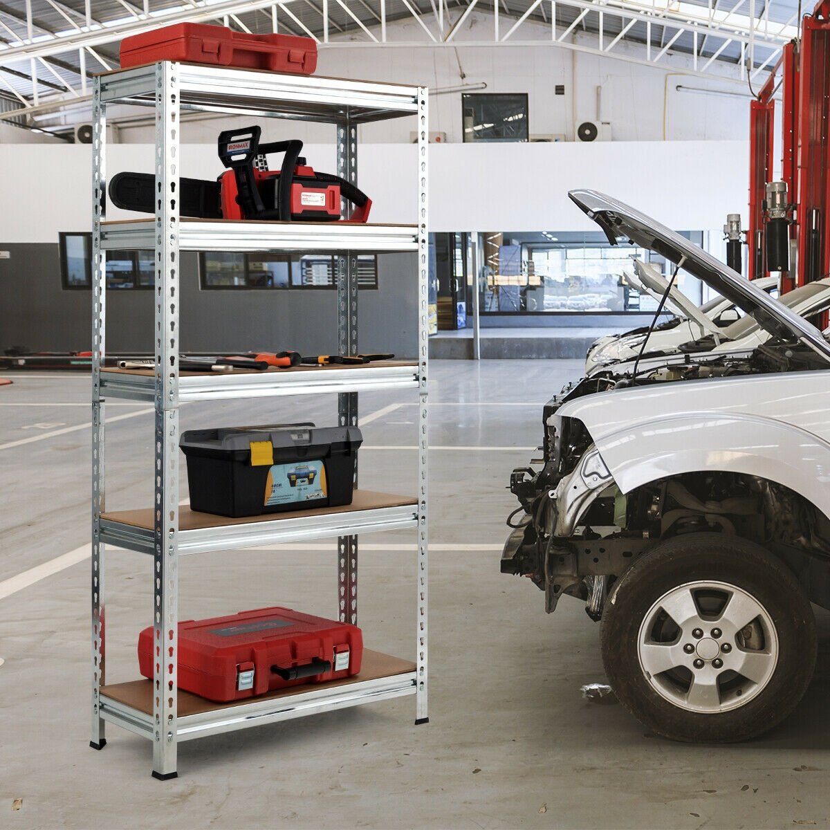 5-Tier Steel Shelving Unit Storage Shelves Heavy Duty Storage Rack, Silver Garages at Gallery Canada