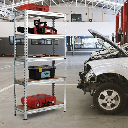 5-Tier Steel Shelving Unit Storage Shelves Heavy Duty Storage Rack, Silver Garages Silver at Gallery Canada