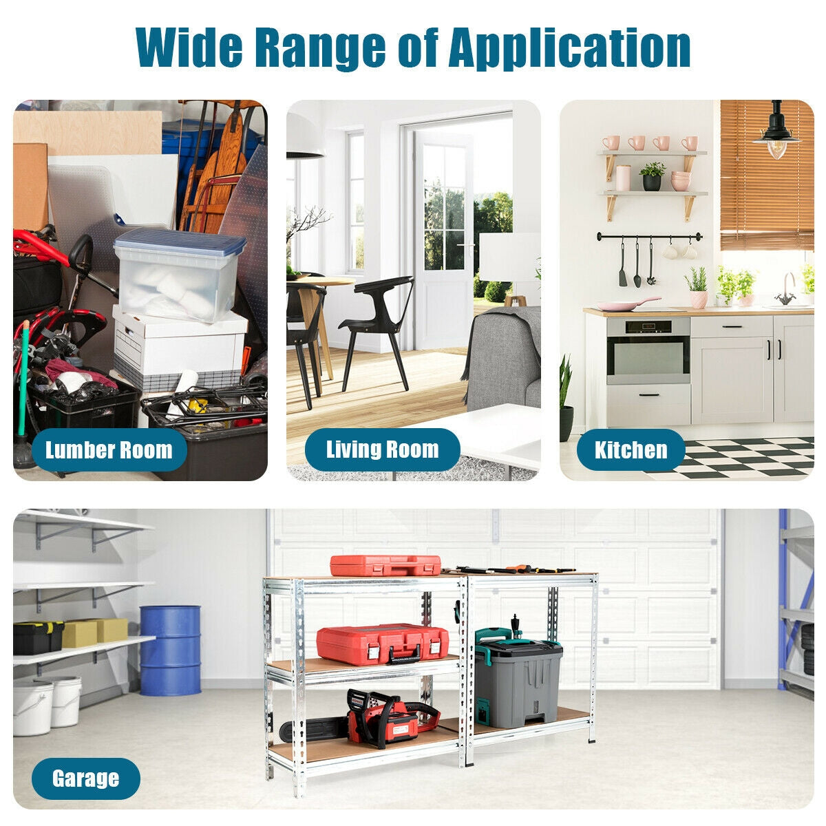 5-Tier Steel Shelving Unit Storage Shelves Heavy Duty Storage Rack, Silver Garages at Gallery Canada