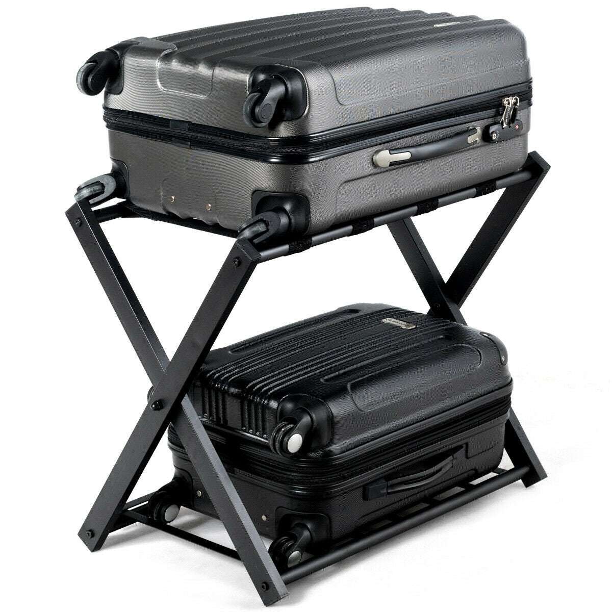 Set of 2 Folding Metal Luggage Rack Suitcase, Black Shoe Racks & Storage Benches   at Gallery Canada