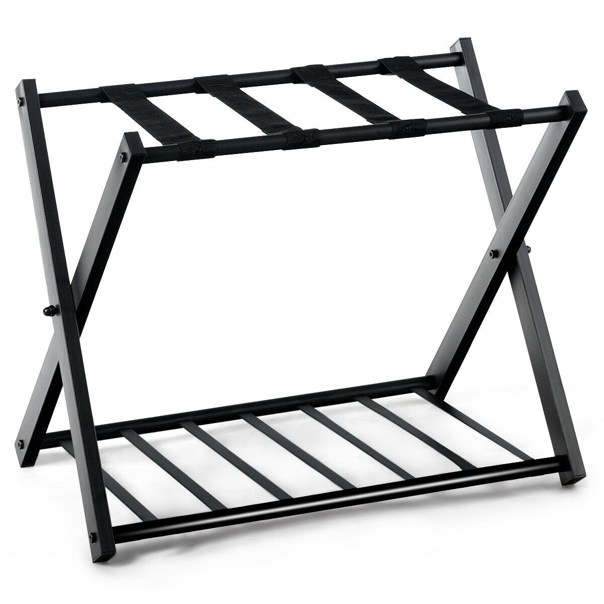 Set of 2 Folding Metal Luggage Rack Suitcase, Black Shoe Racks & Storage Benches   at Gallery Canada