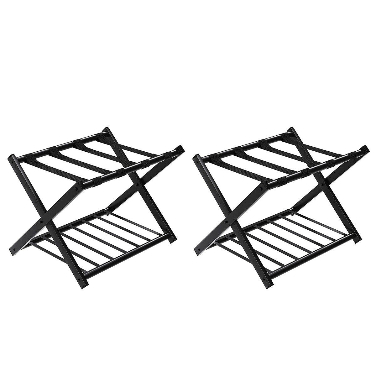 Set of 2 Folding Metal Luggage Rack Suitcase, Black Shoe Racks & Storage Benches Black  at Gallery Canada