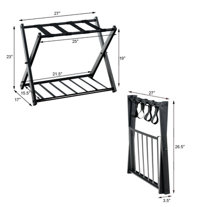 Set of 2 Folding Metal Luggage Rack Suitcase, Black Shoe Racks & Storage Benches   at Gallery Canada