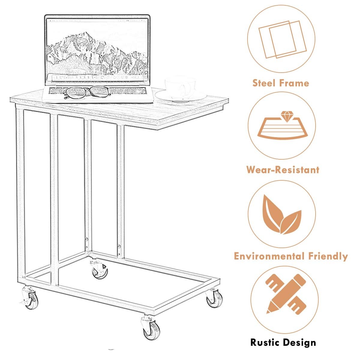 Laptop Holder Sofa Multiple Side End MobileTable, Brown End & Side Tables   at Gallery Canada