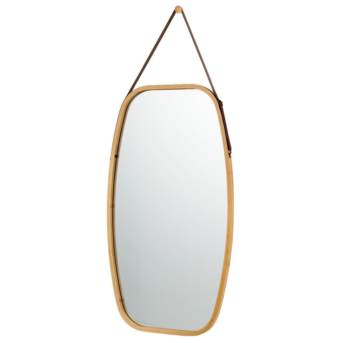 30 Inch Modern Rectangle Wall Hanging Framed Mirror, Natural Wall Mirrors   at Gallery Canada