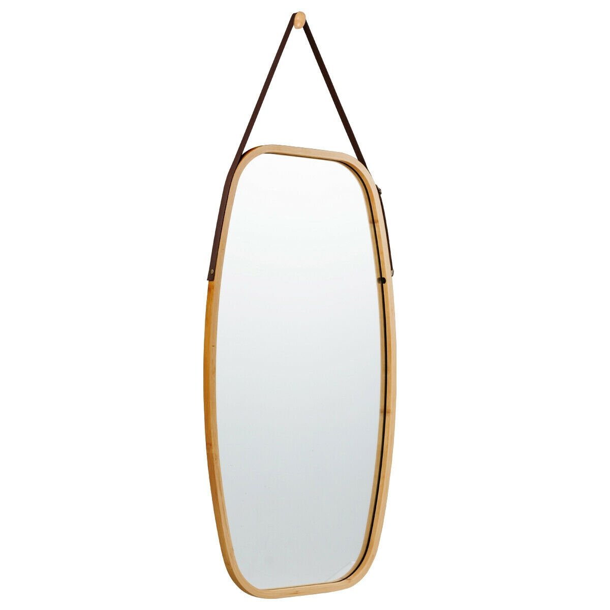 30 Inch Modern Rectangle Wall Hanging Framed Mirror, Natural Wall Mirrors   at Gallery Canada