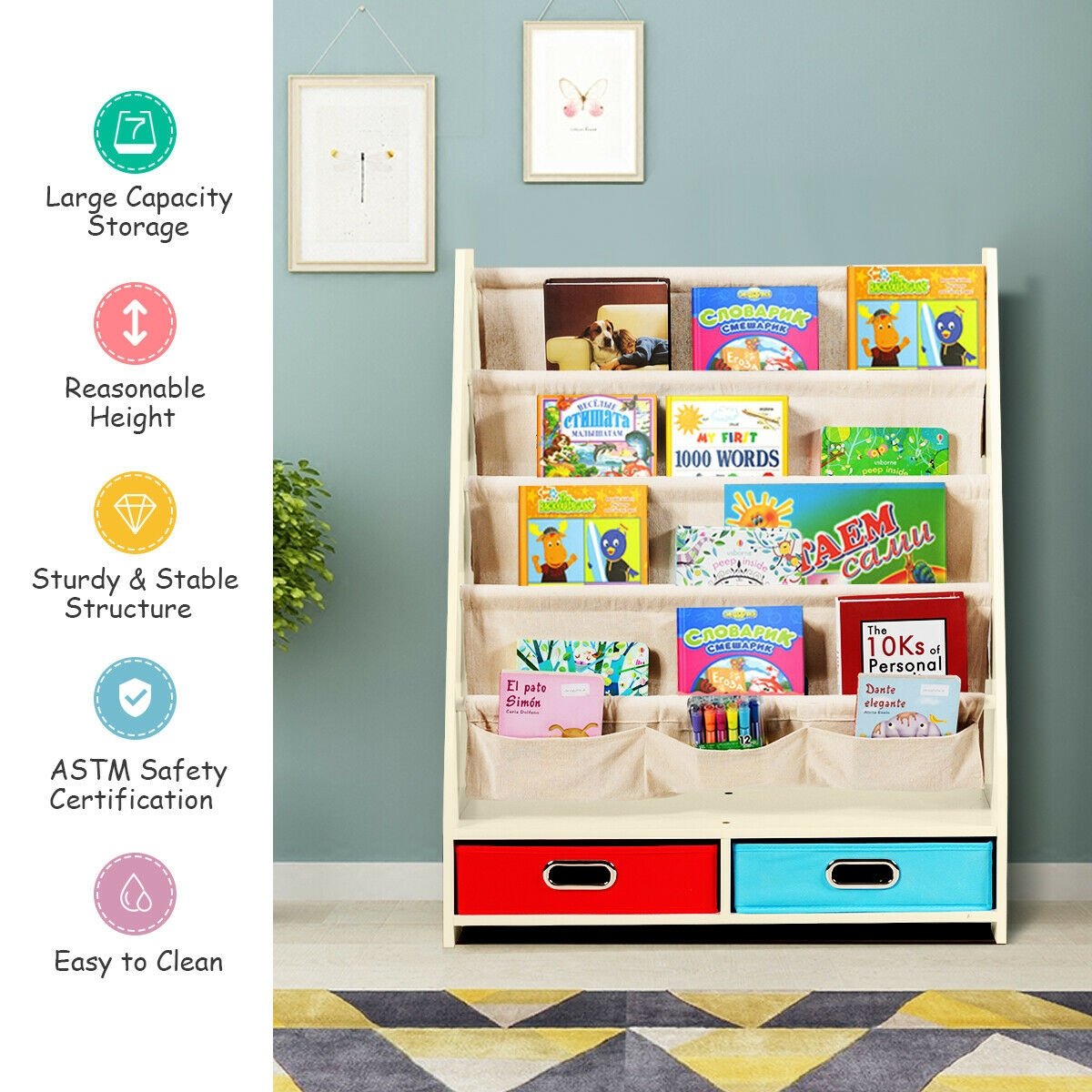 Kids Book and Toys Organizer Shelves, Beige Kids Storage   at Gallery Canada