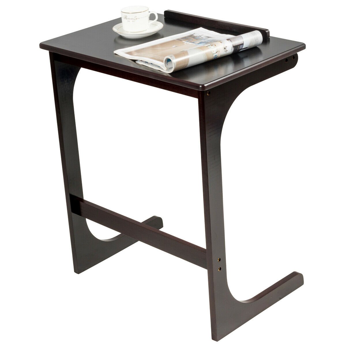 Adjustable C-Shape Couch End Table wth Tilting Top, Brown Laptop Tables & Printer Stands   at Gallery Canada