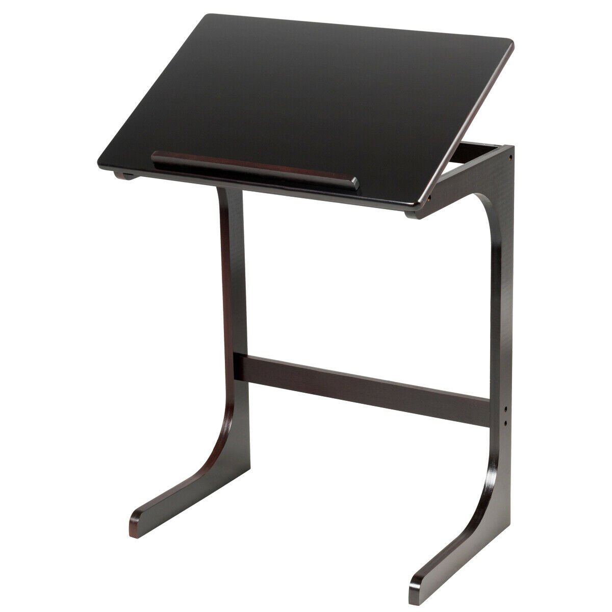 Adjustable C-Shape Couch End Table wth Tilting Top, Brown Laptop Tables & Printer Stands   at Gallery Canada