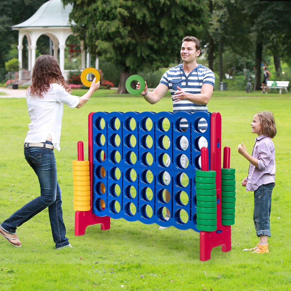 Jumbo 4-to-Score Giant Game Set with 42 Jumbo Rings and Quick-Release Slider, Red Lawn Games   at Gallery Canada