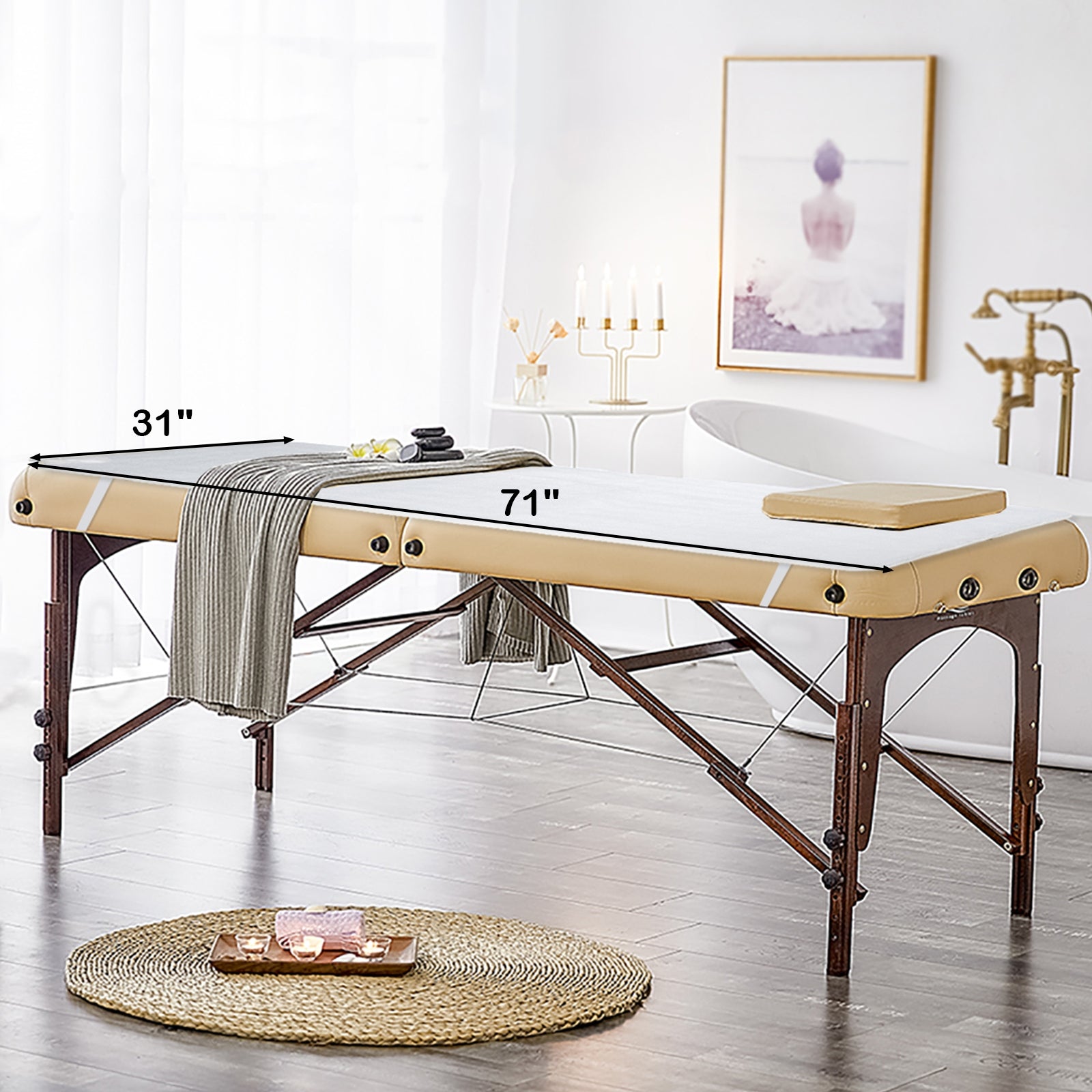71 x 31 Inch Massage Bed Warmer Heating Pad with 5 Heat Settings, White Mattresses at Gallery Canada