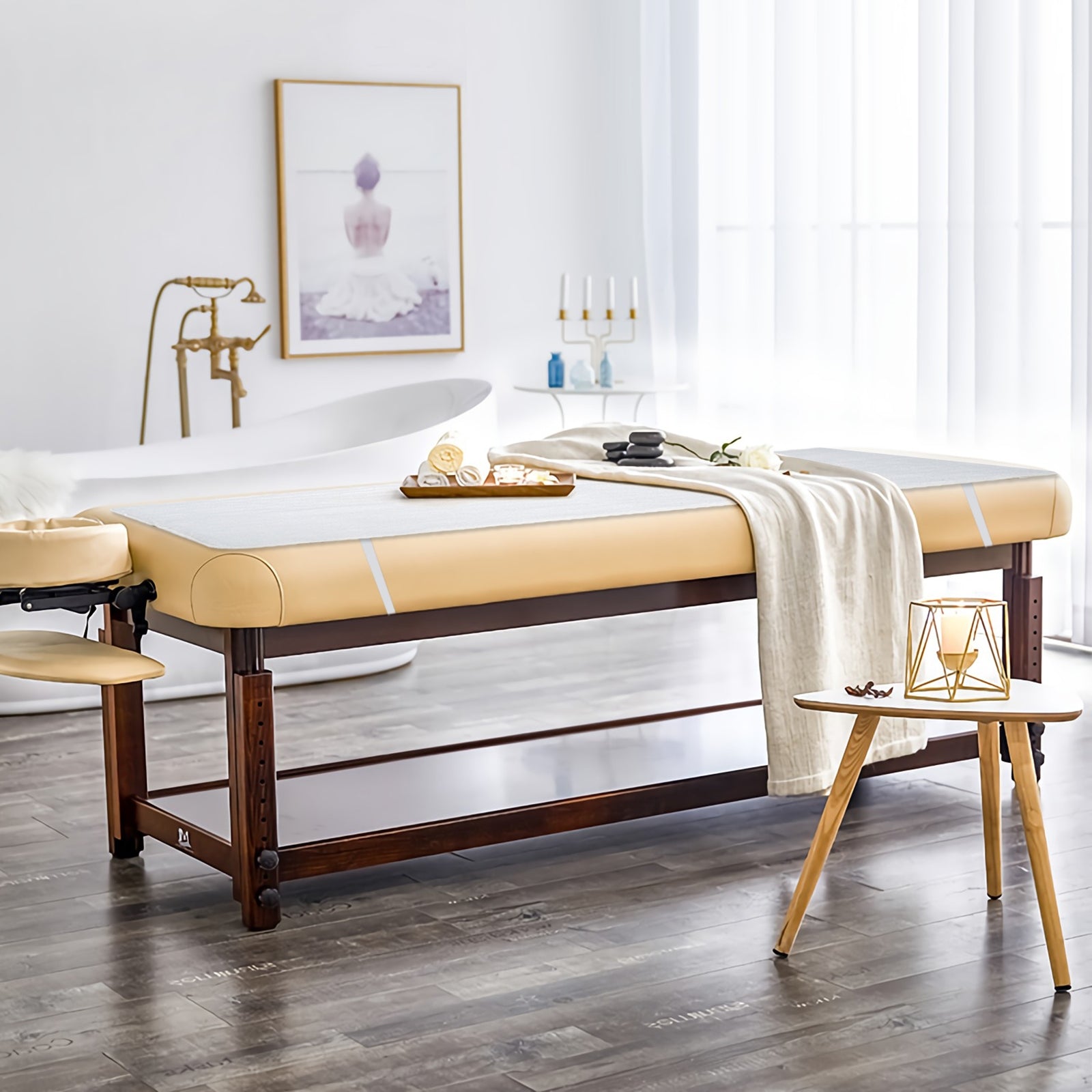 71 x 31 Inch Massage Bed Warmer Heating Pad with 5 Heat Settings, White Mattresses at Gallery Canada