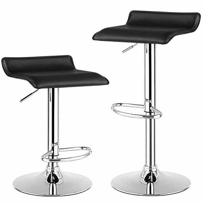 Set of 2 Adjustable PU Leather Backless Bar Stools, Black Bar Stools   at Gallery Canada