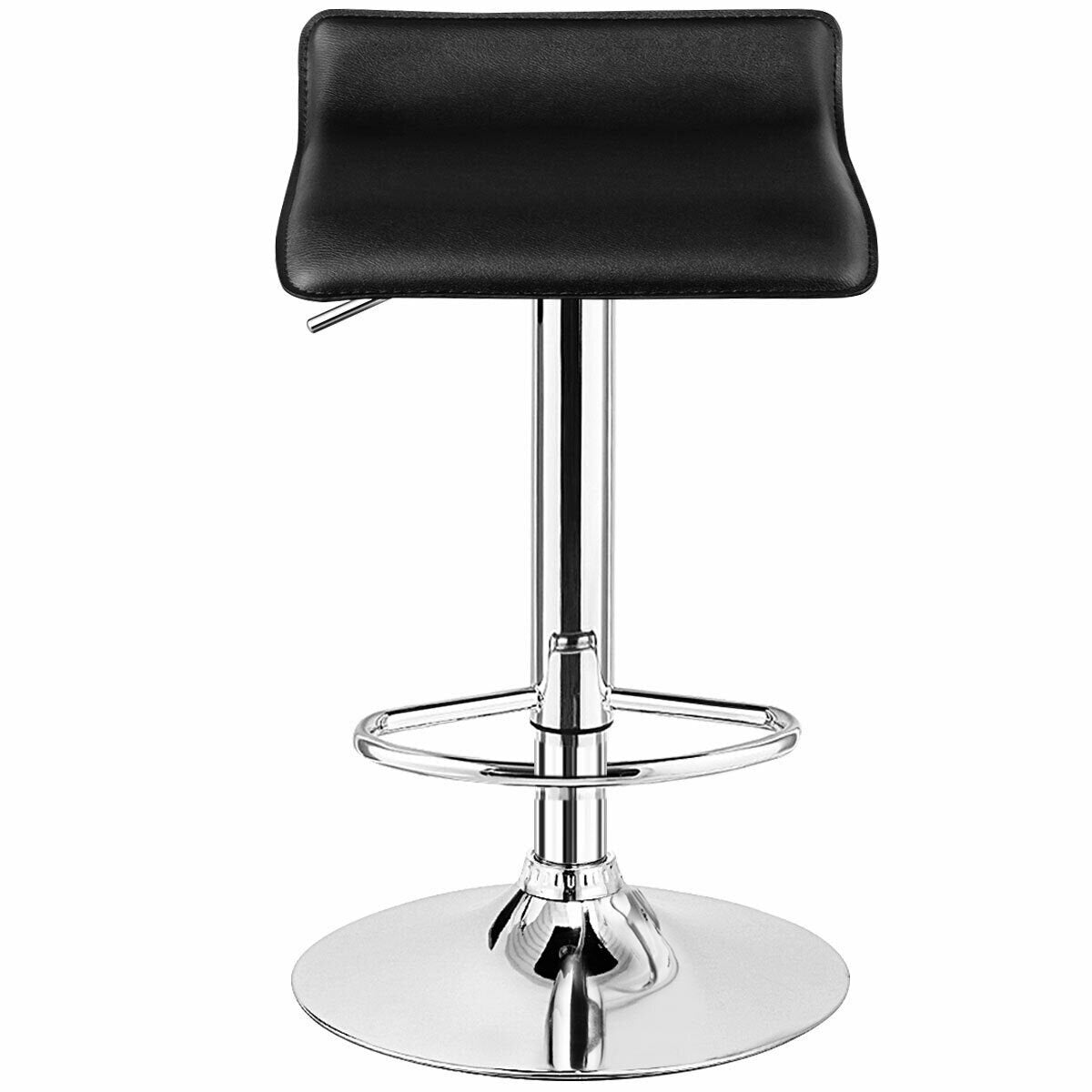 Set of 2 Adjustable PU Leather Backless Bar Stools, Black Bar Stools   at Gallery Canada