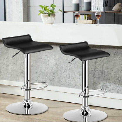 Set of 2 Adjustable PU Leather Backless Bar Stools, Black Bar Stools   at Gallery Canada