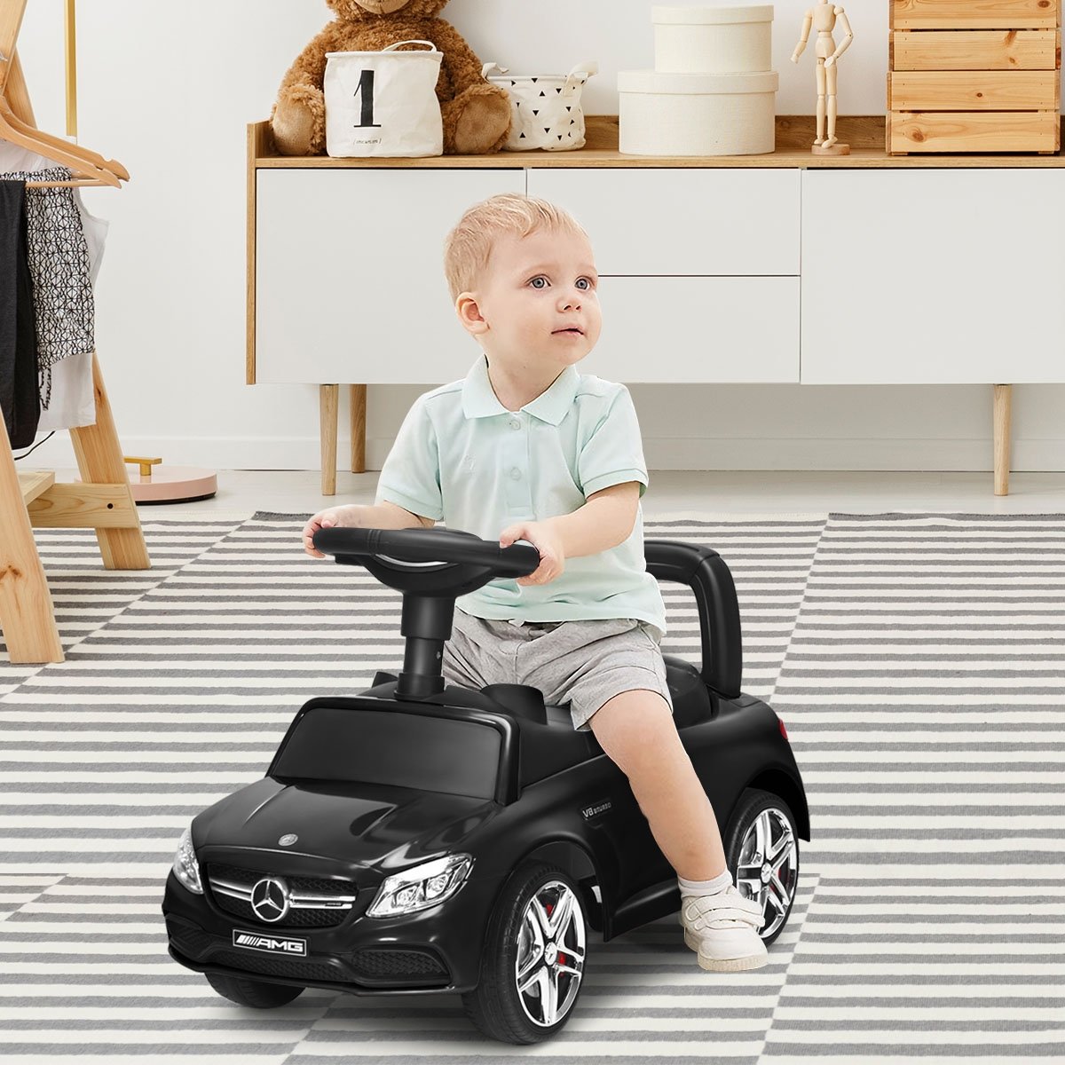 Mercedes Benz Licensed Kids Ride On Push Car, Black - Gallery Canada