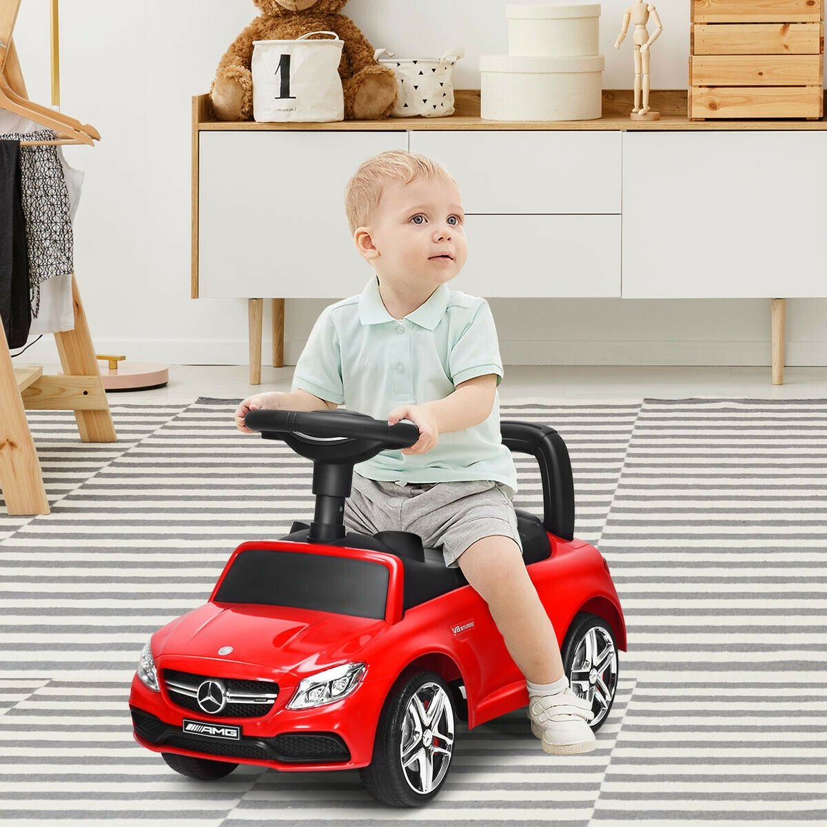 Mercedes Benz Licensed Kids Ride On Push Car, Red - Gallery Canada