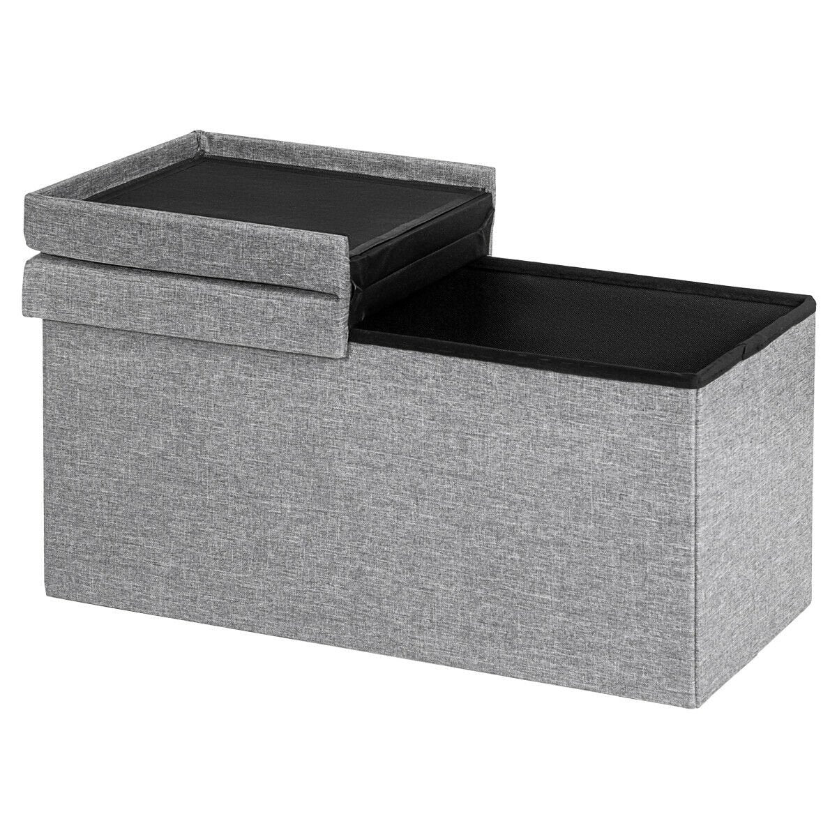 30" Folding Storage Ottoman with Lift Top, Light Gray Shoe Racks & Storage Benches   at Gallery Canada