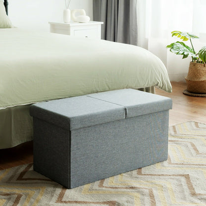 30" Folding Storage Ottoman with Lift Top, Light Gray Shoe Racks & Storage Benches   at Gallery Canada